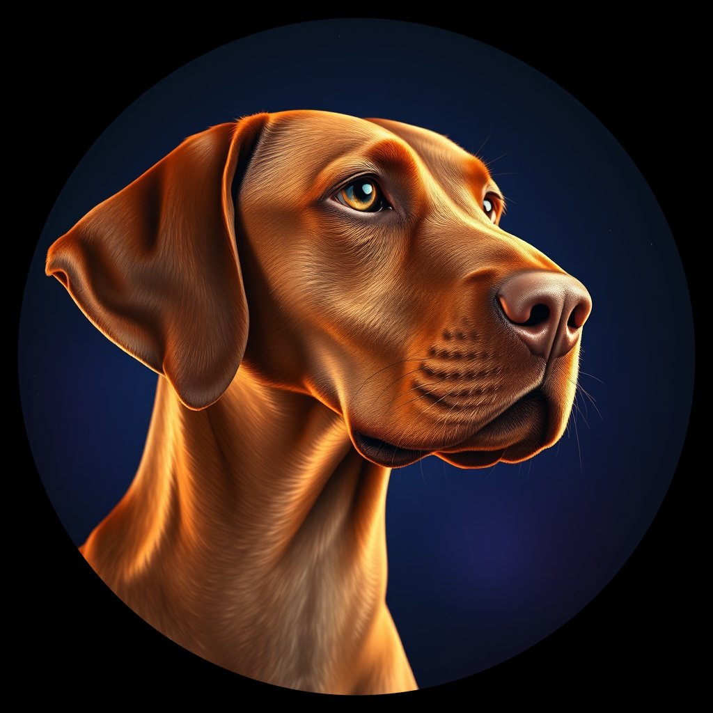 Cosmic medallion portrait of PFZ38D12_PFZ38D12, a Vizsla