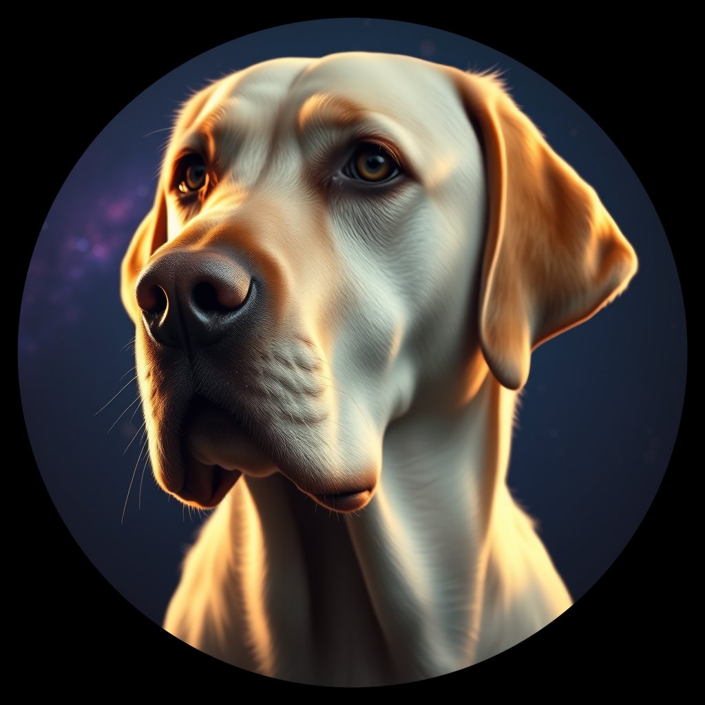 Cosmic medallion portrait of PFZ38E02_PFZ38E02, a Labrador Retriever
