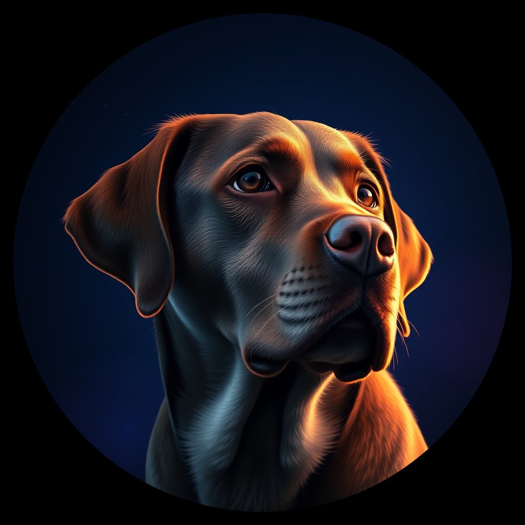 Cosmic medallion portrait of PFZ38E05_PFZ38E05, a Labrador Retriever