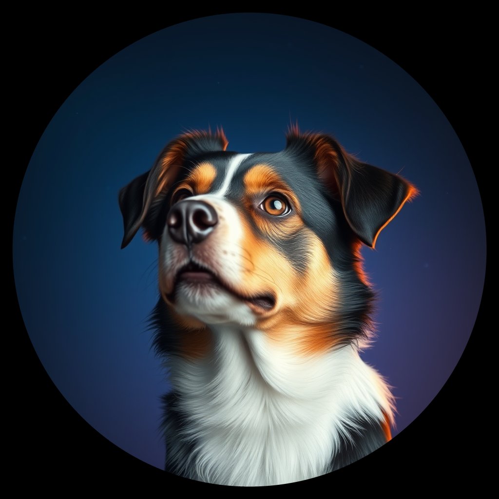 Cosmic medallion portrait of PFZ38E06_PFZ38E06, a Australian Shepherd