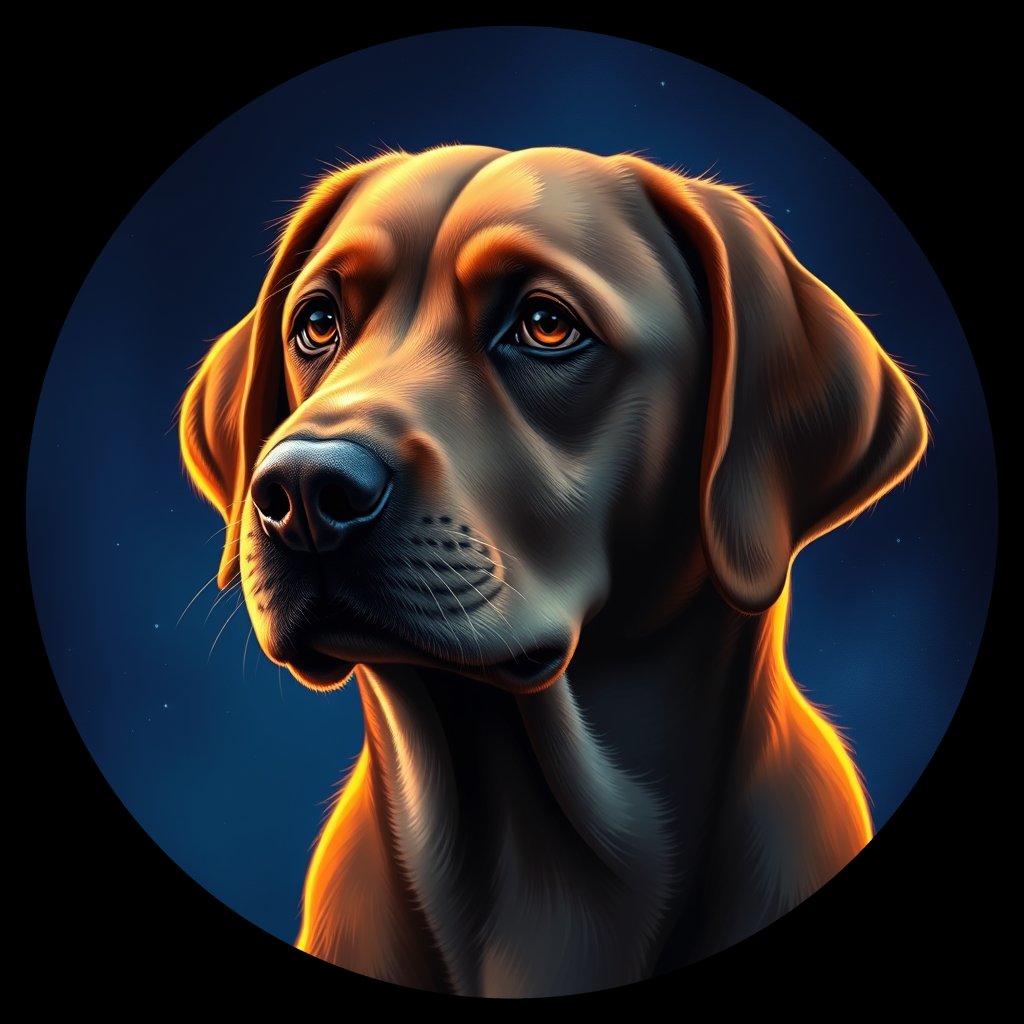 Cosmic medallion portrait of PFZ38E11_PFZ38E11, a Labrador Retriever