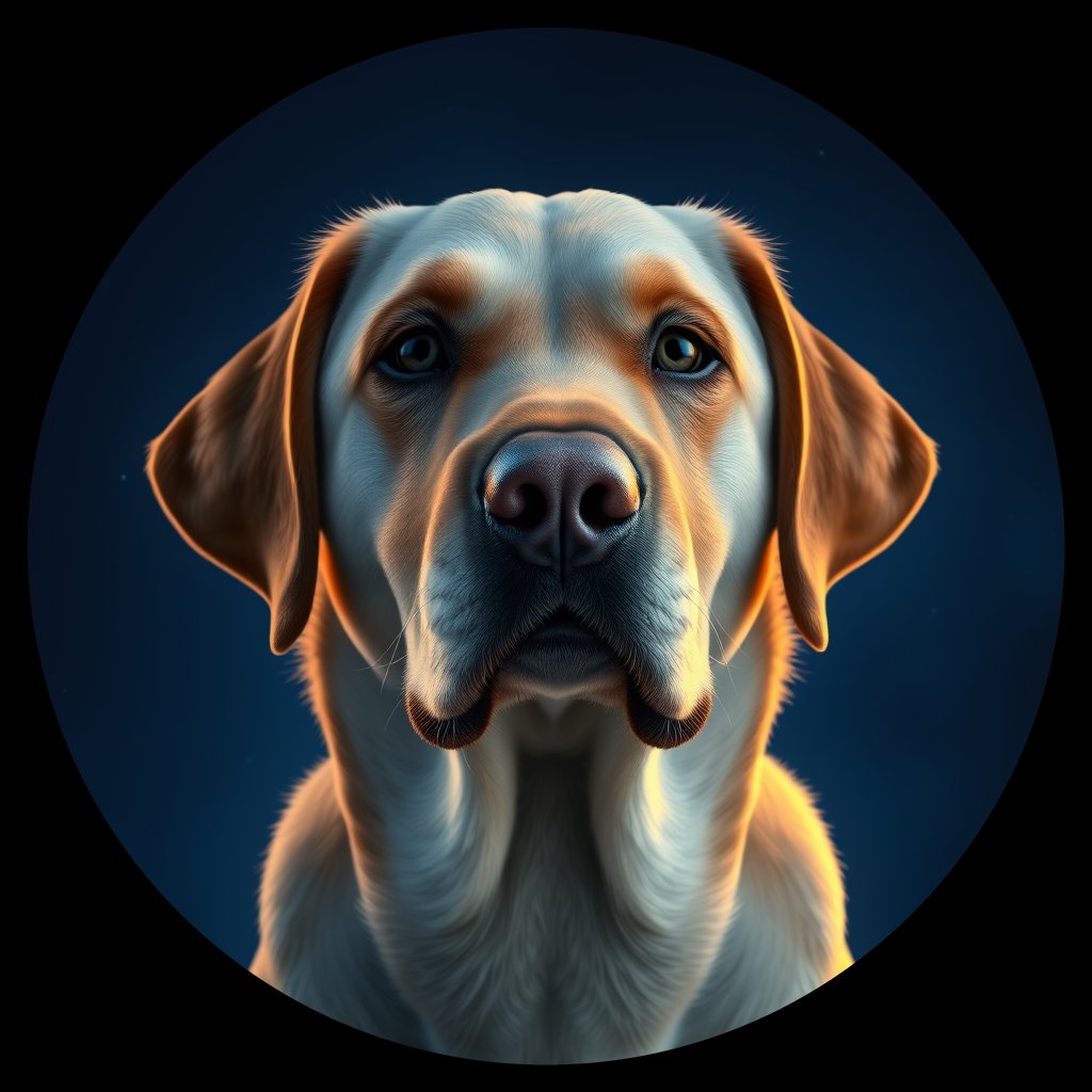 Cosmic medallion portrait of PFZ38F03_PFZ38F03, a Labrador Retriever
