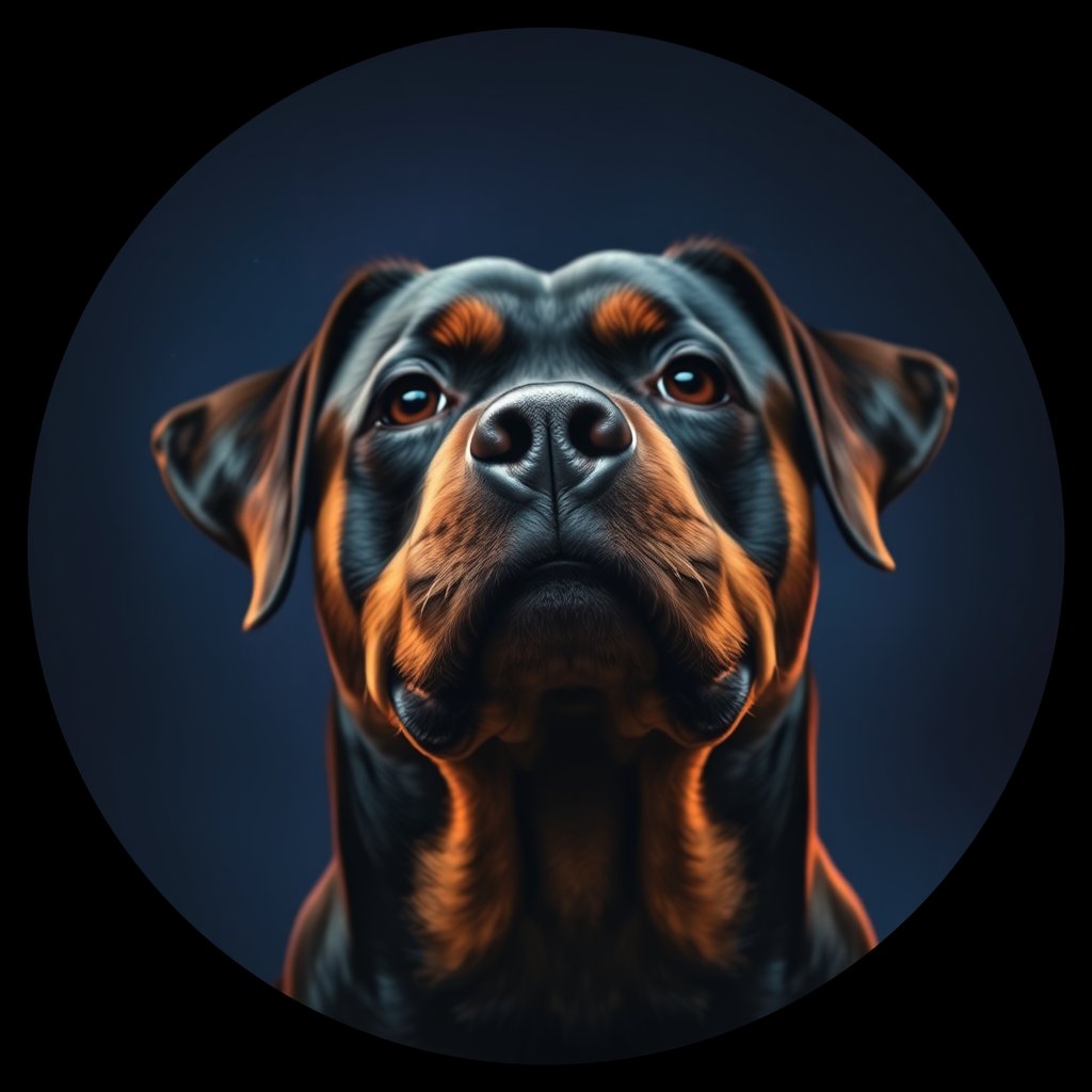 Cosmic medallion portrait of PFZ38F04_PFZ38F04, a Rottweiler