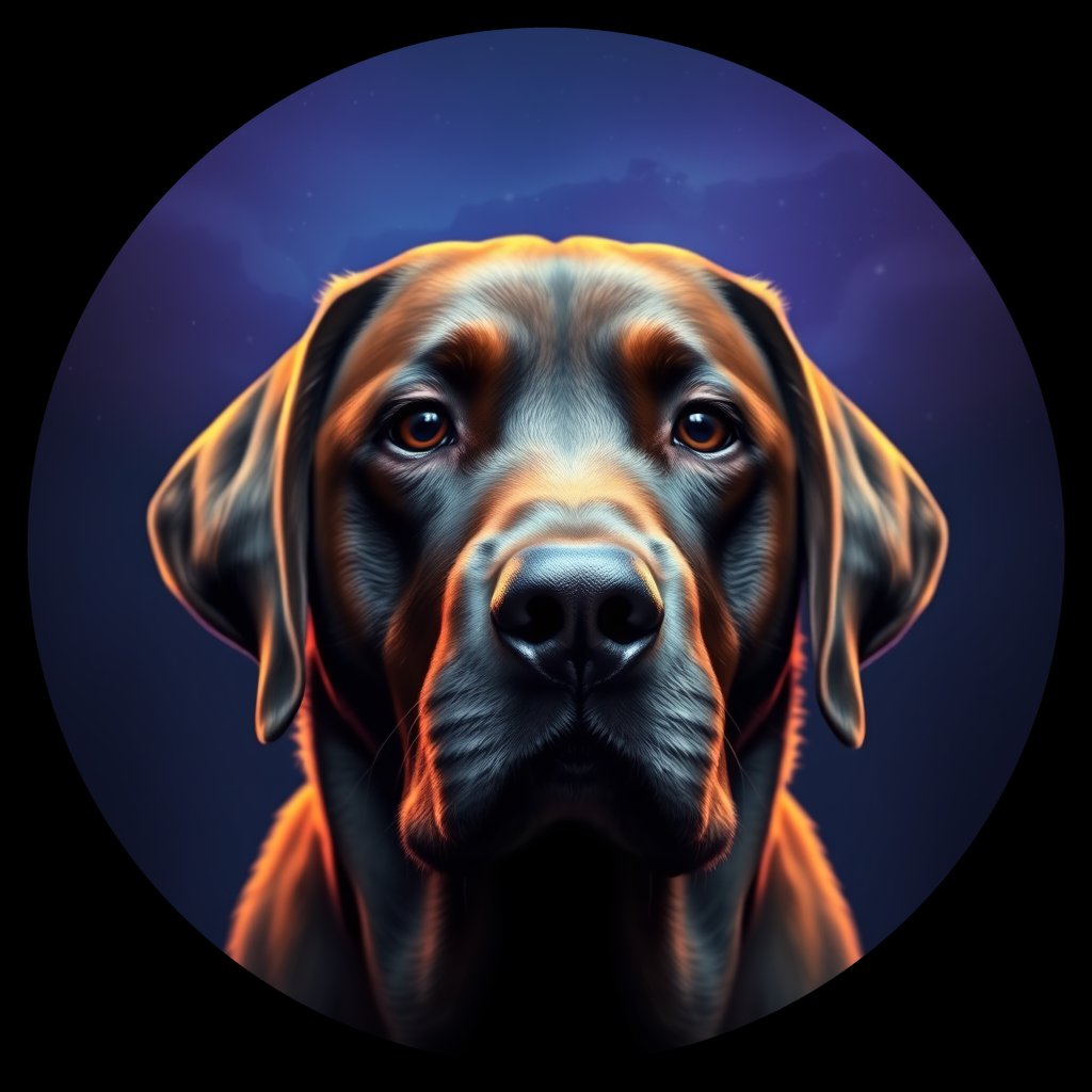 Cosmic medallion portrait of PFZ38F05_PFZ38F05, a Labrador Retriever