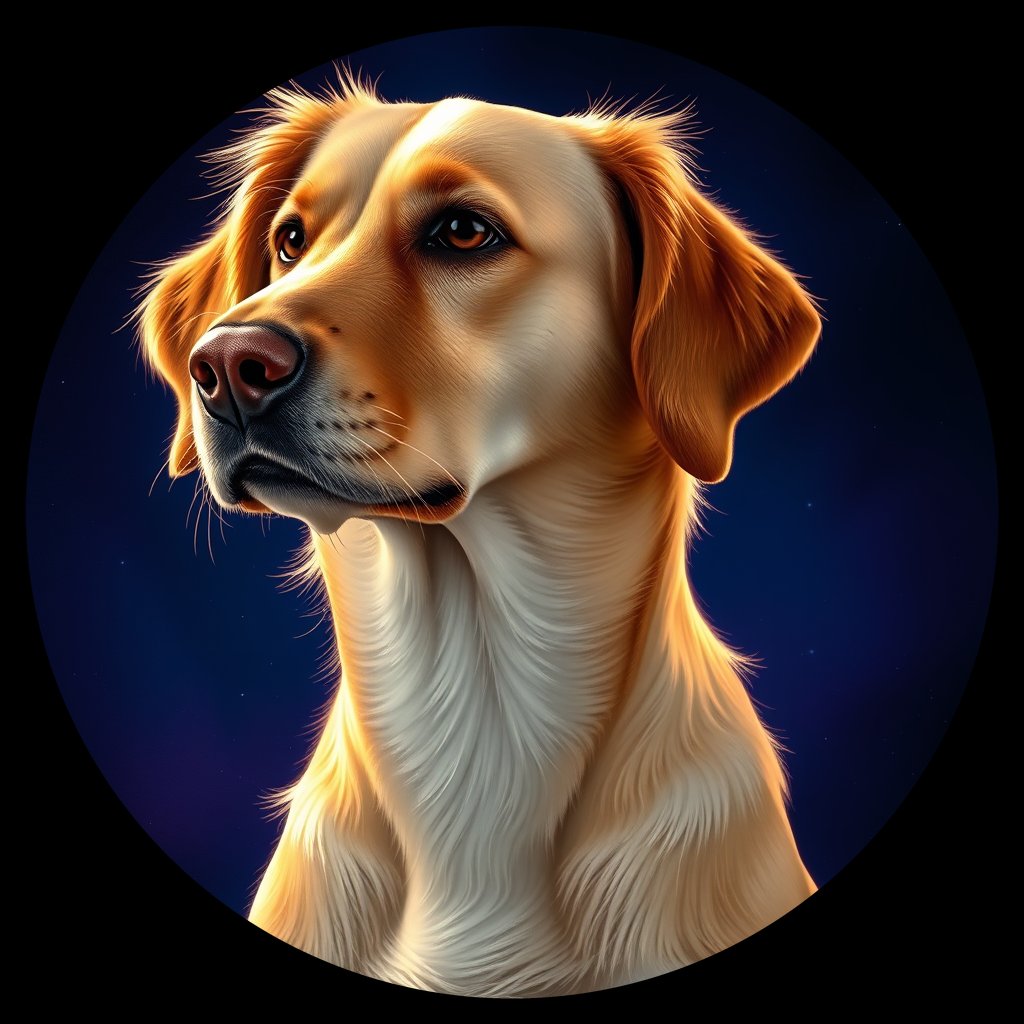 Cosmic medallion portrait of PFZ38F06_PFZ38F06, a Nova Scotia Duck Tolling Retriever