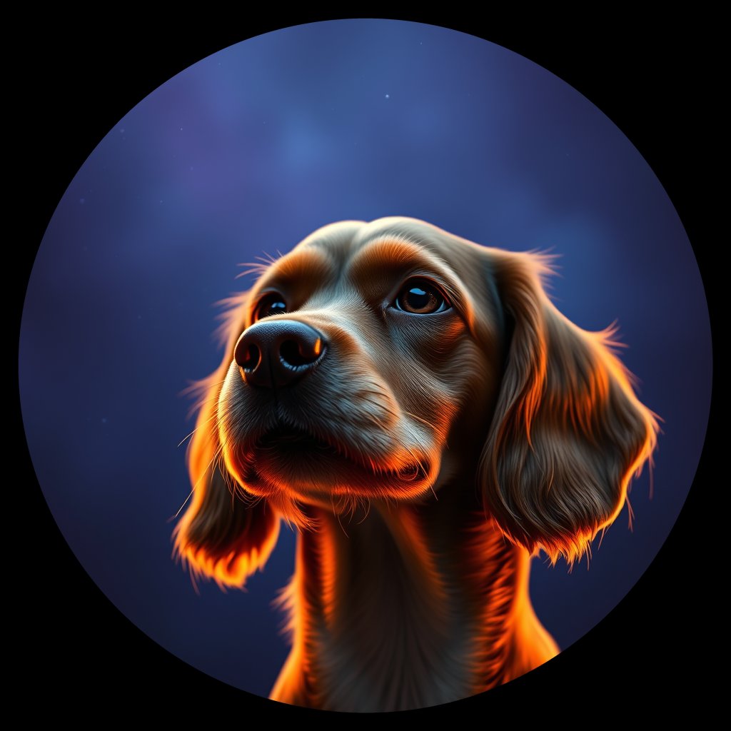 Cosmic medallion portrait of PFZ38F07_PFZ38F07, a American Cocker Spaniel