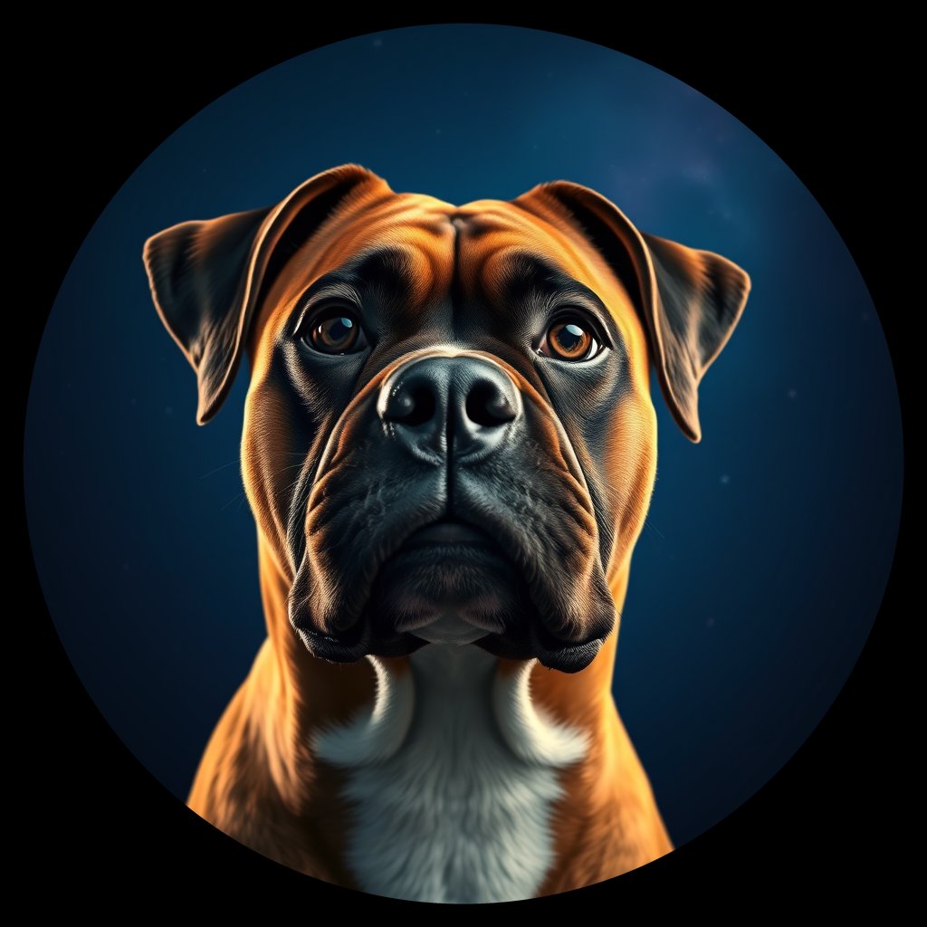 Cosmic medallion portrait of PFZ38F08_PFZ38F08, a Boxer