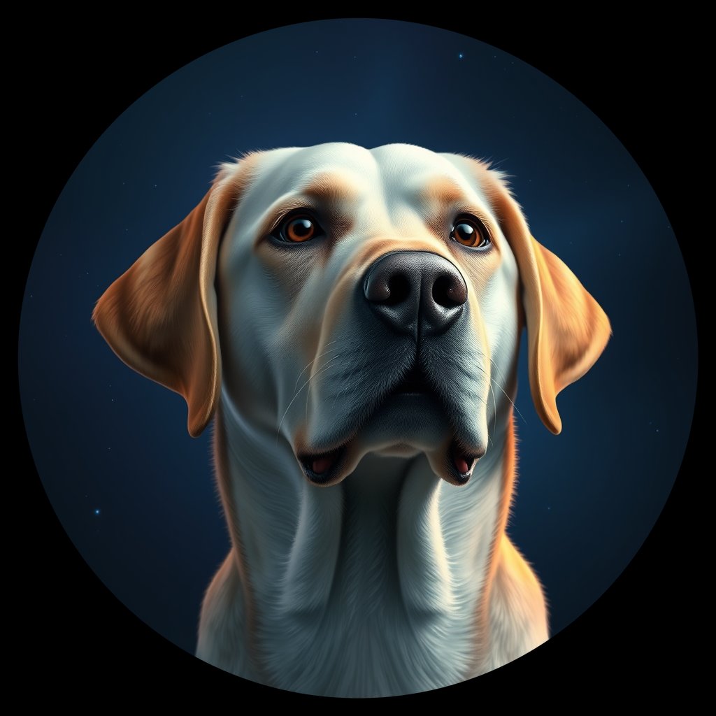 Cosmic medallion portrait of PFZ38F09_PFZ38F09, a Labrador Retriever