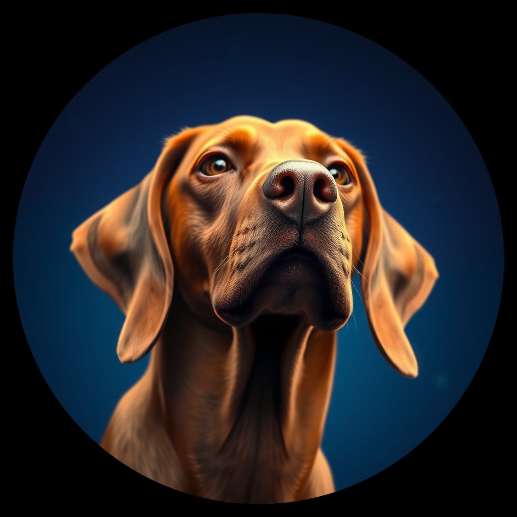 Cosmic medallion portrait of PFZ38F12_PFZ38F12, a Vizsla