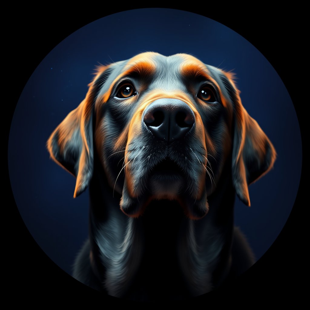 Cosmic medallion portrait of PFZ38G01_PFZ38G01, a Labrador Retriever