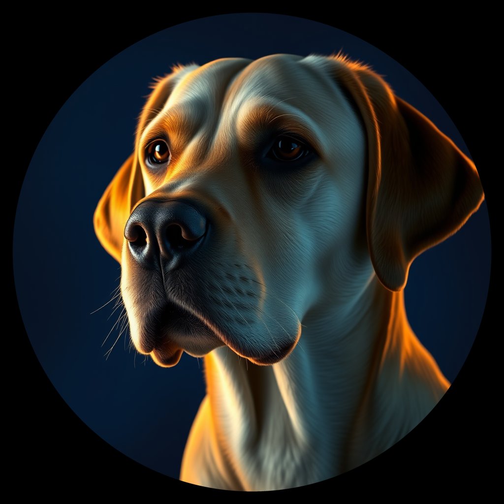 Cosmic medallion portrait of PFZ38G02_PFZ38G02, a Labrador Retriever