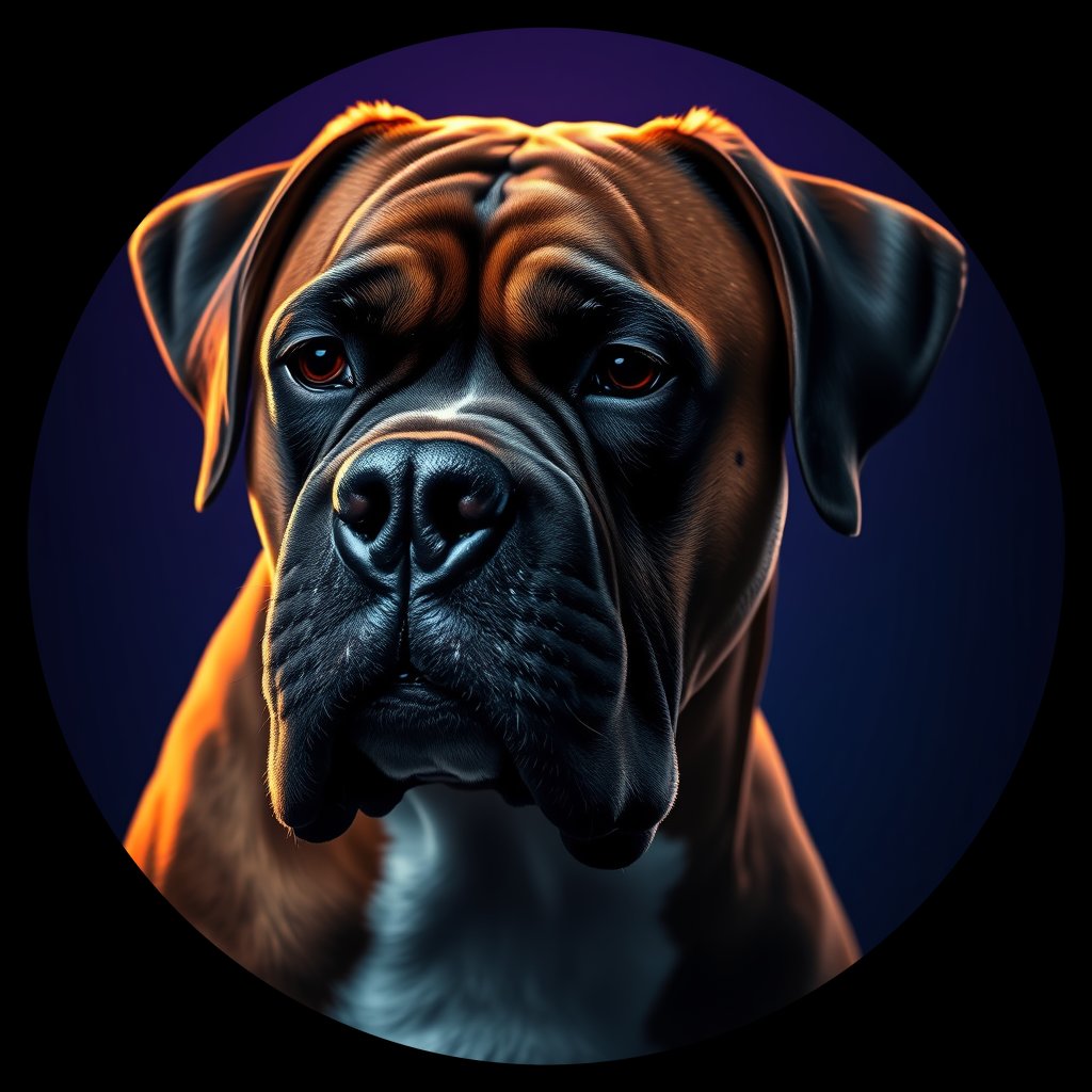 Cosmic medallion portrait of PFZ38G04_PFZ38G04, a Boxer