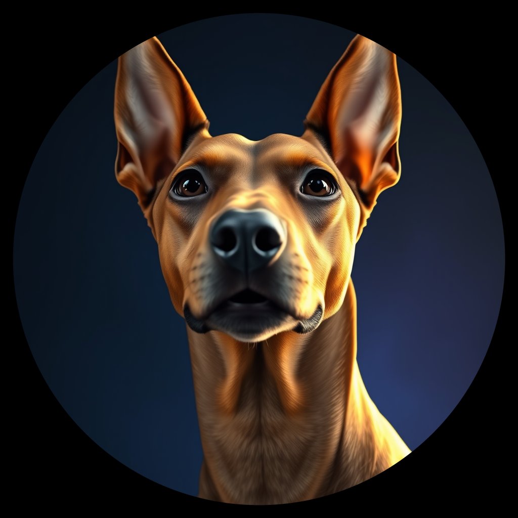 Cosmic medallion portrait of PFZ38G05_PFZ38G05, a Doberman Pinscher