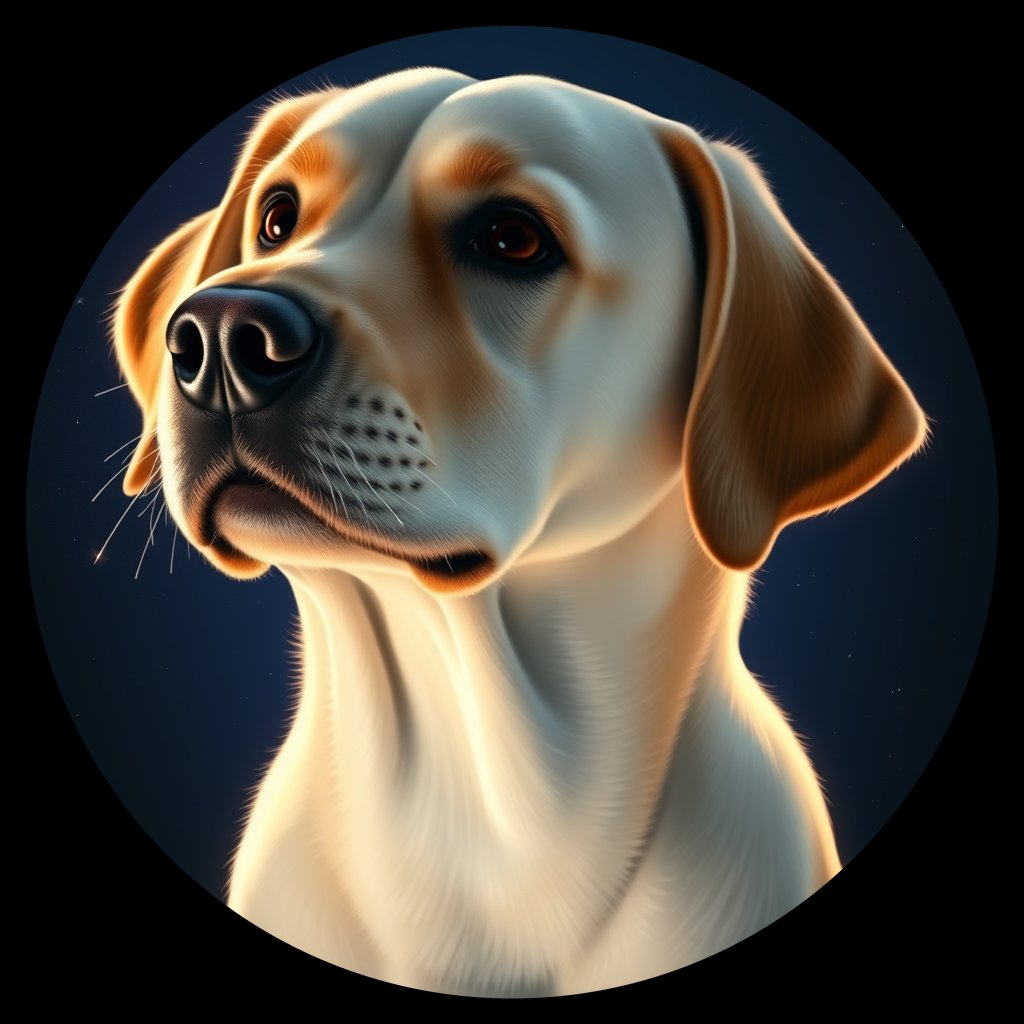 Cosmic medallion portrait of PFZ38G09_PFZ38G09, a Labrador Retriever