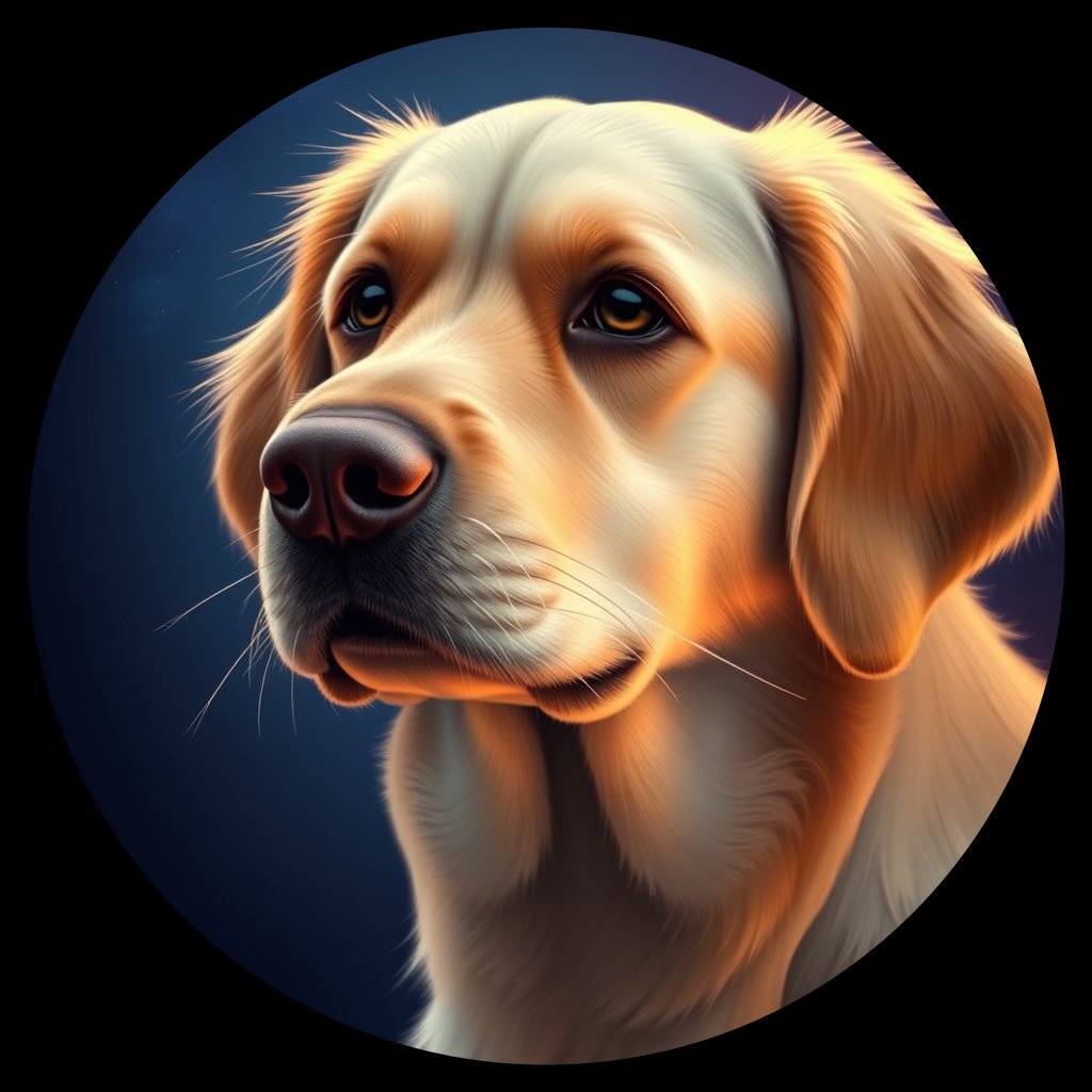 Cosmic medallion portrait of PFZ38G10_PFZ38G10, a Golden Retriever