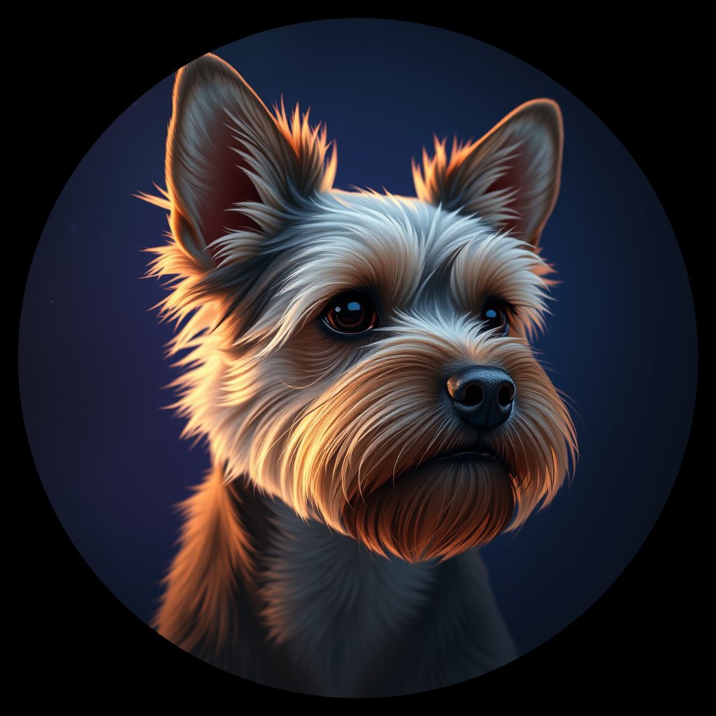 Cosmic medallion portrait of PFZ38G11_PFZ38G11, a Yorkshire Terrier