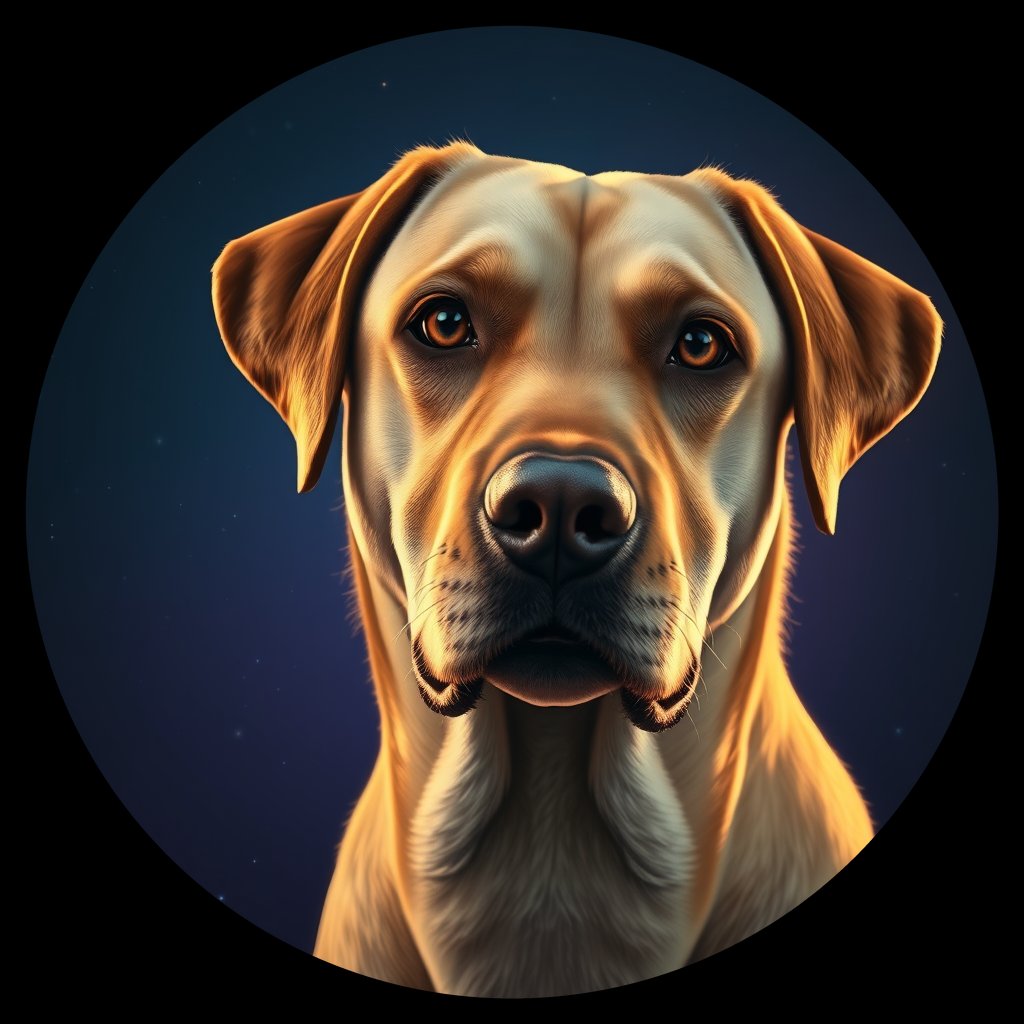 Cosmic medallion portrait of PFZ38G12_PFZ38G12, a Labrador Retriever