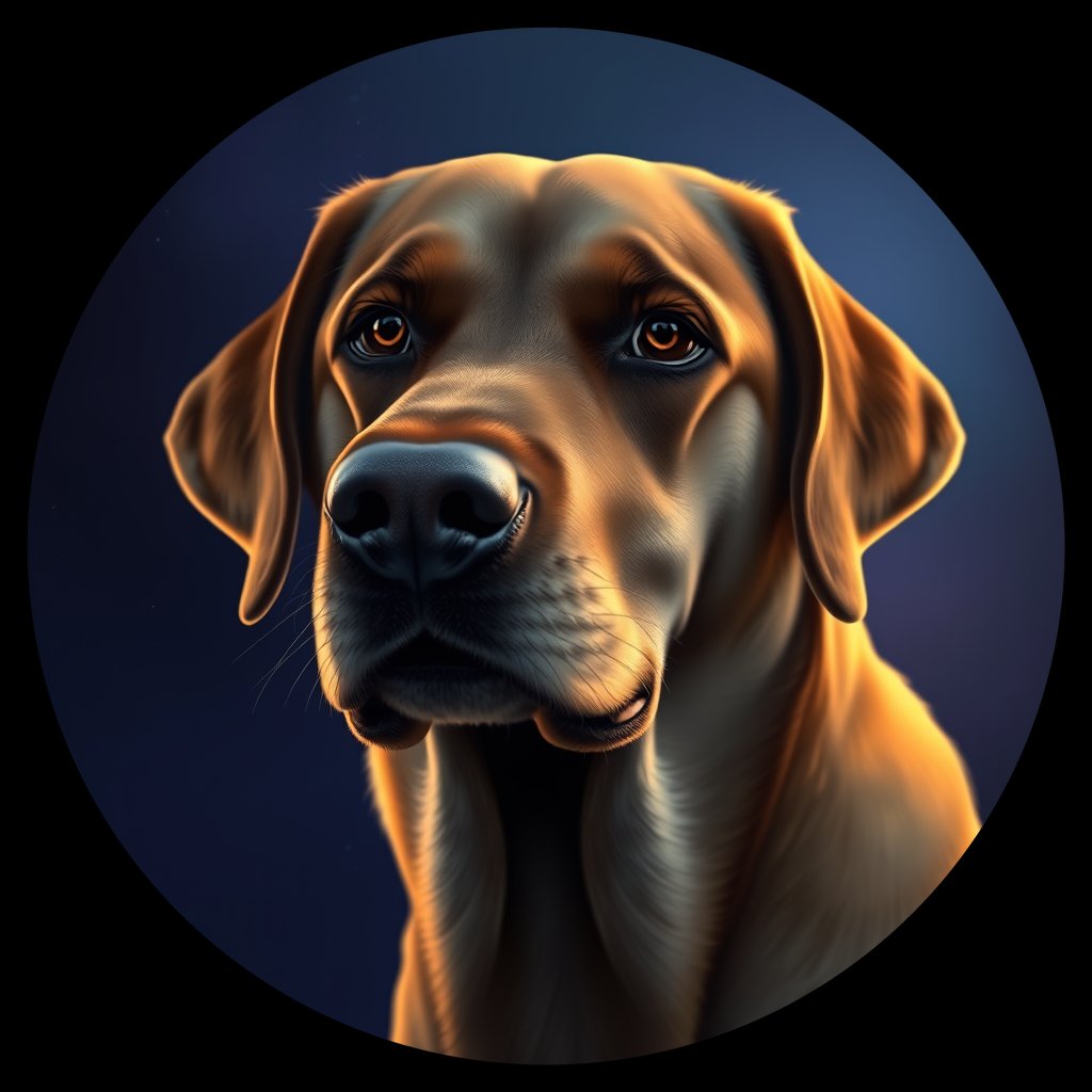 Cosmic medallion portrait of PFZ38H02_PFZ38H02, a Labrador Retriever