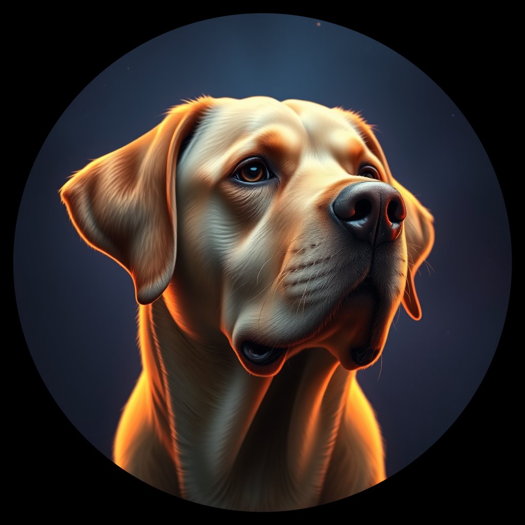 Cosmic medallion portrait of PFZ38H03_PFZ38H03, a Labrador Retriever