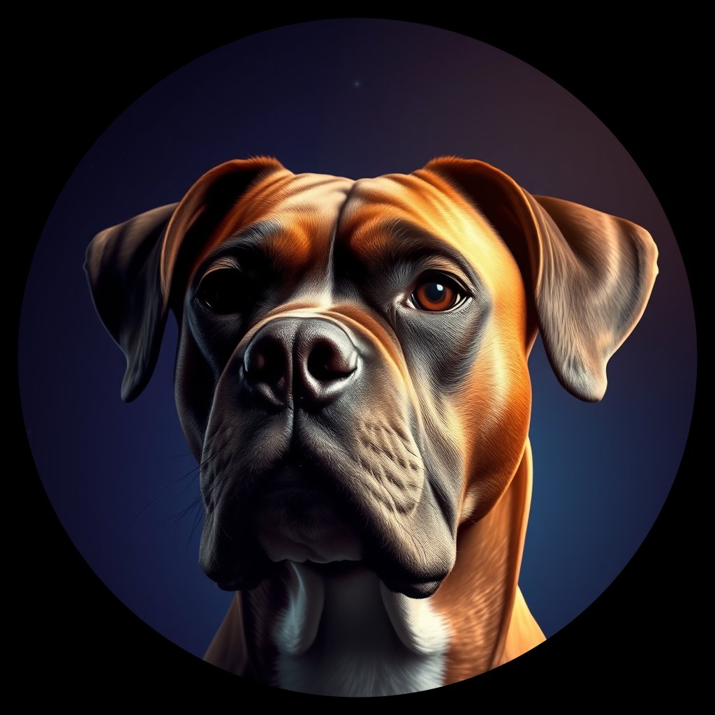 Cosmic medallion portrait of PFZ38H04_PFZ38H04, a Boxer