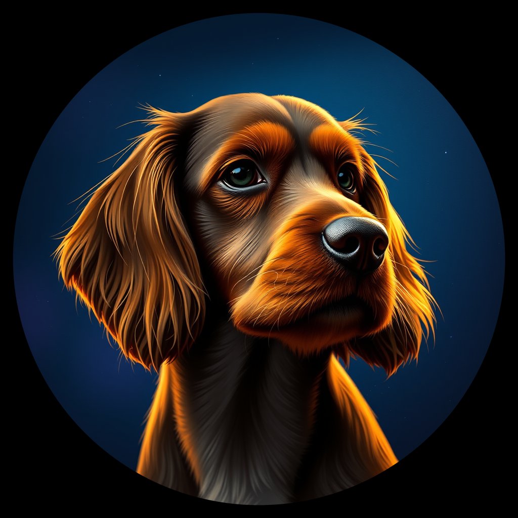 Cosmic medallion portrait of PFZ38H07_PFZ38H07, a American Cocker Spaniel