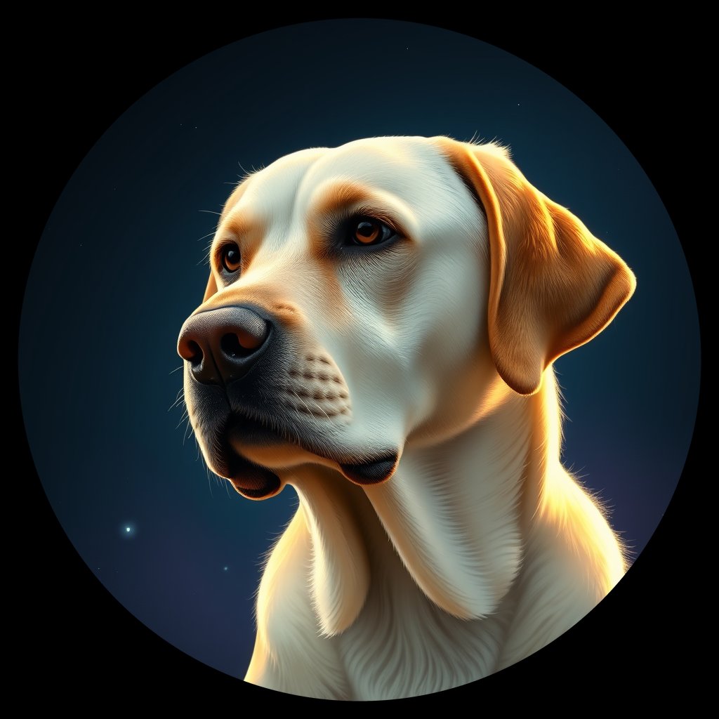 Cosmic medallion portrait of PFZ38H09_PFZ38H09, a Labrador Retriever