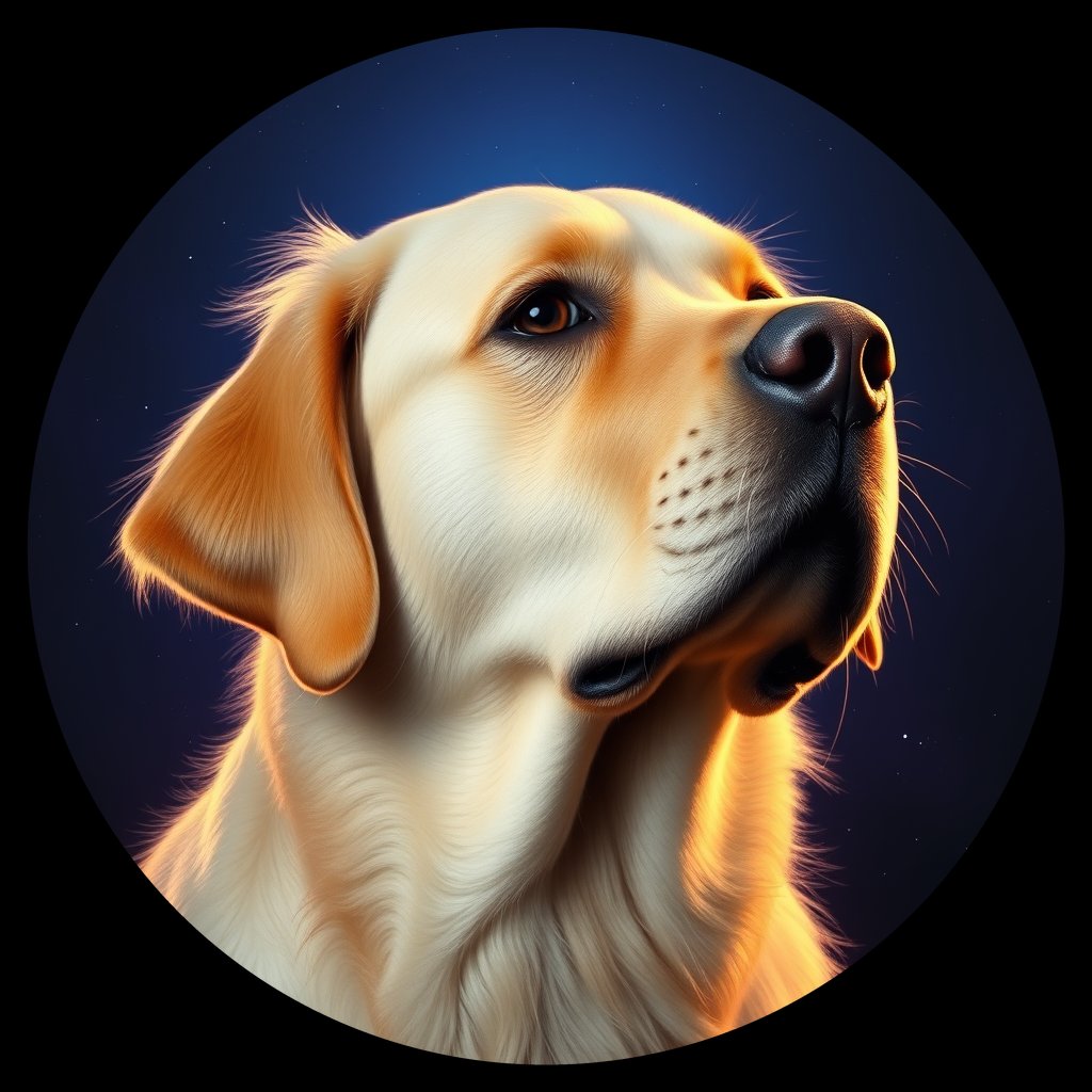 Cosmic medallion portrait of PFZ38H12_PFZ38H12, a Golden Retriever