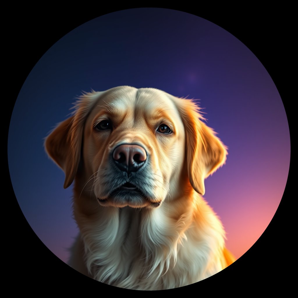 Cosmic medallion portrait of PFZ39A01_PFZ39A01, a Golden Retriever