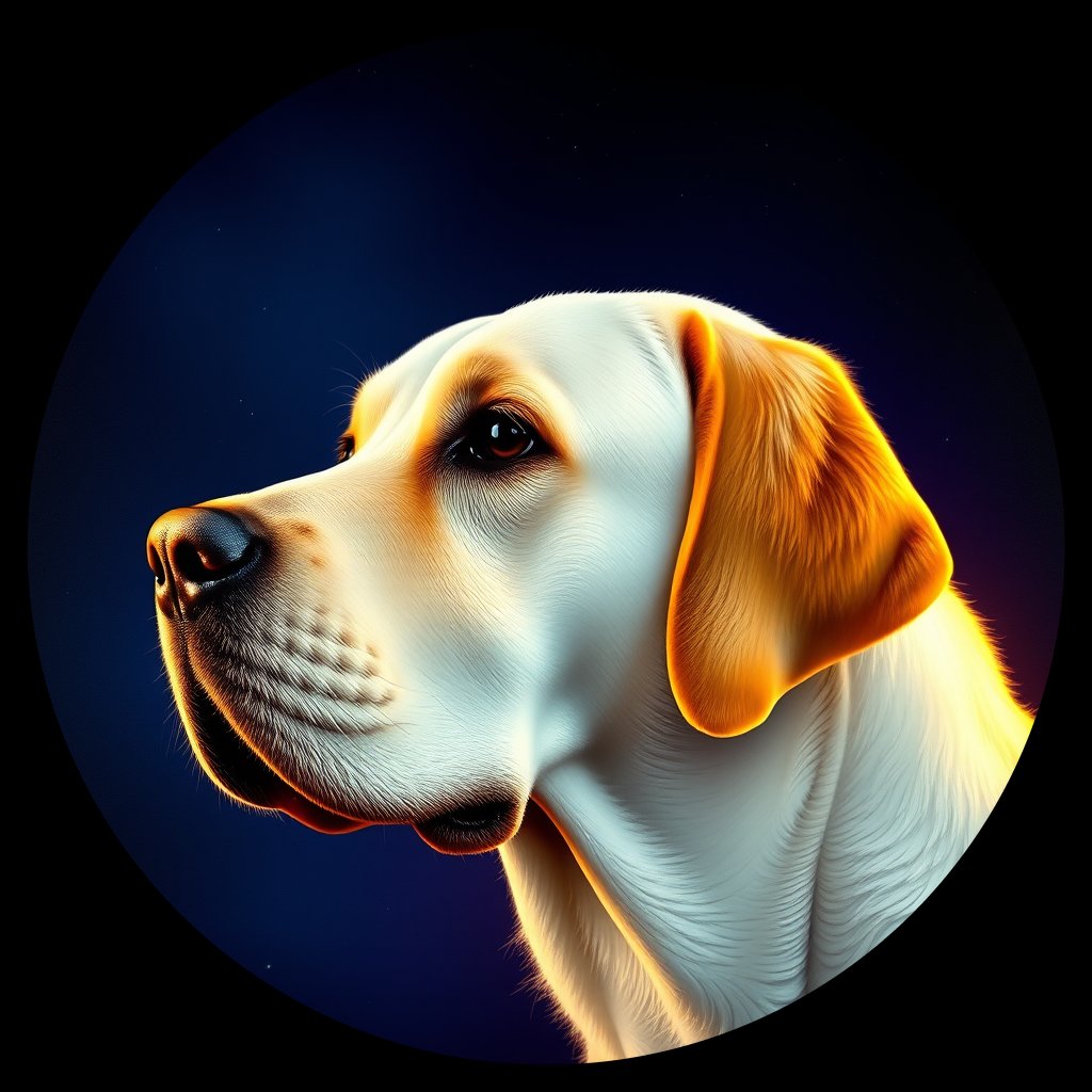Cosmic medallion portrait of PFZ39A02_PFZ39A02, a Labrador Retriever