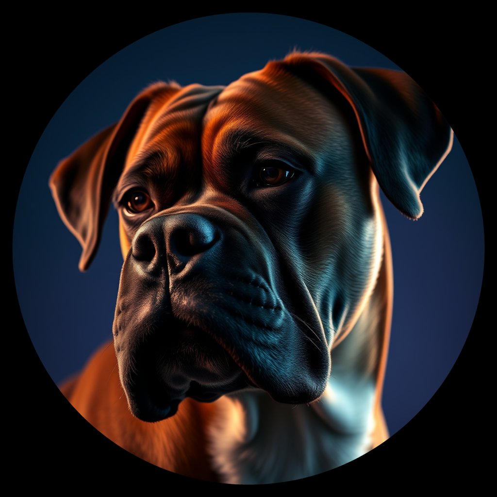 Cosmic medallion portrait of PFZ39A03_PFZ39A03, a Boxer