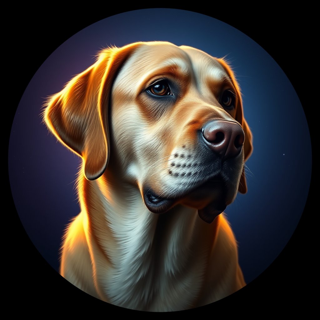 Cosmic medallion portrait of PFZ39A04_PFZ39A04, a Labrador Retriever