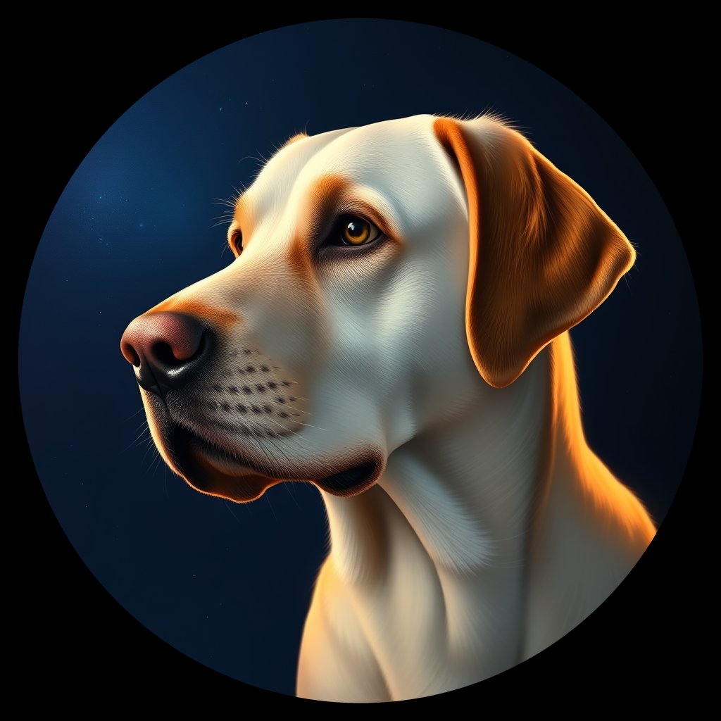 Cosmic medallion portrait of PFZ39A05_PFZ39A05, a Labrador Retriever