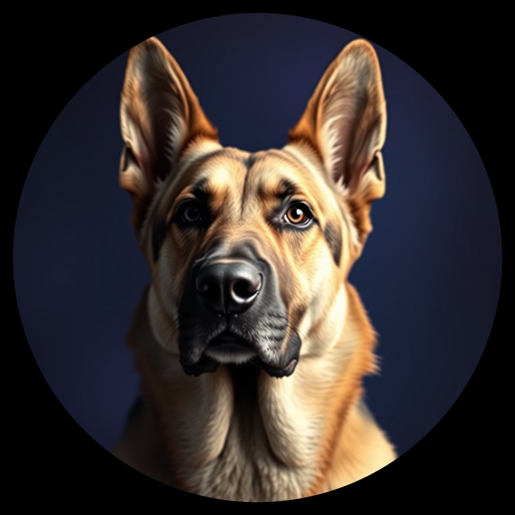 Cosmic medallion portrait of PFZ39A06_PFZ39A06, a German Shepherd