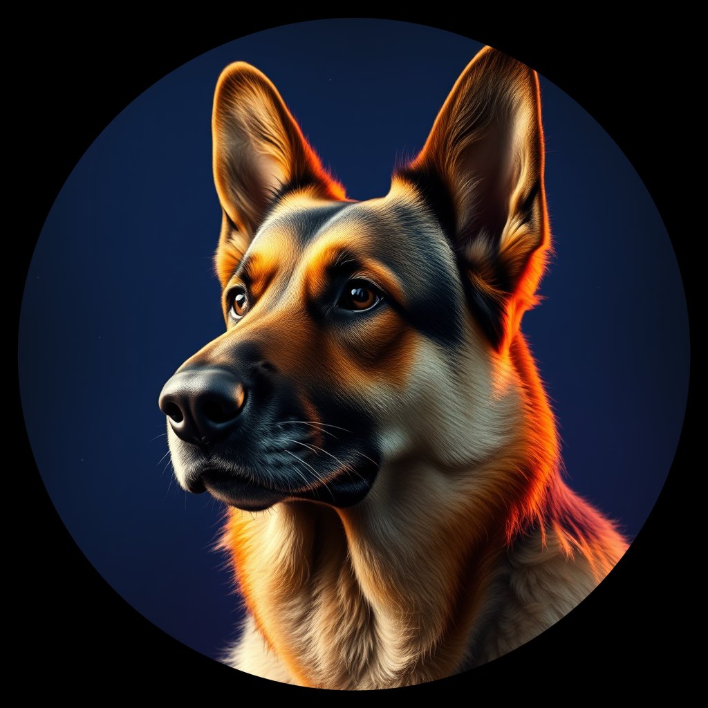 Cosmic medallion portrait of PFZ39A07_PFZ39A07, a German Shepherd