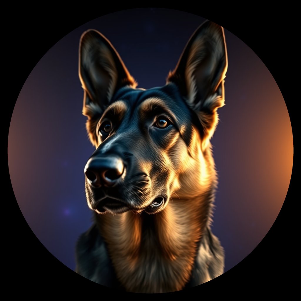 Cosmic medallion portrait of PFZ39A10_PFZ39A10, a German Shepherd