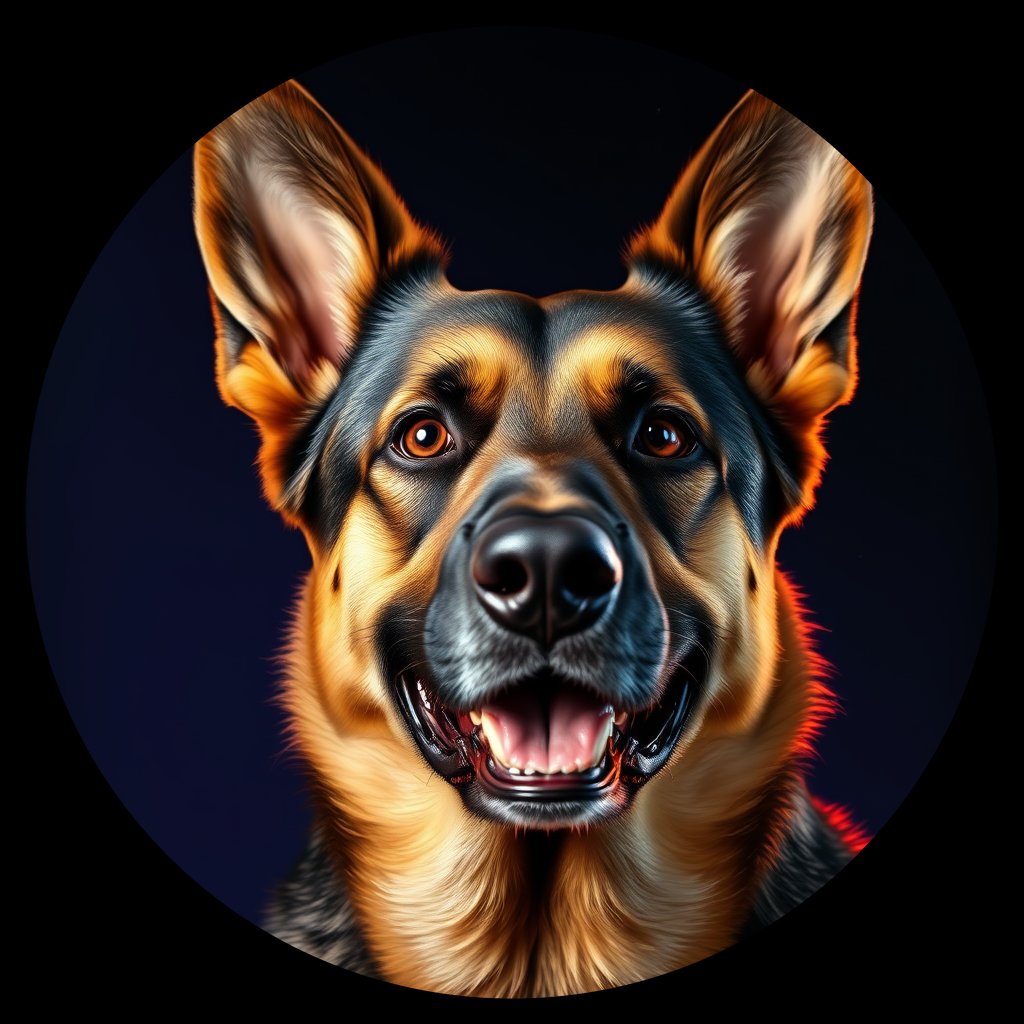 Cosmic medallion portrait of PFZ39A11_PFZ39A11, a German Shepherd