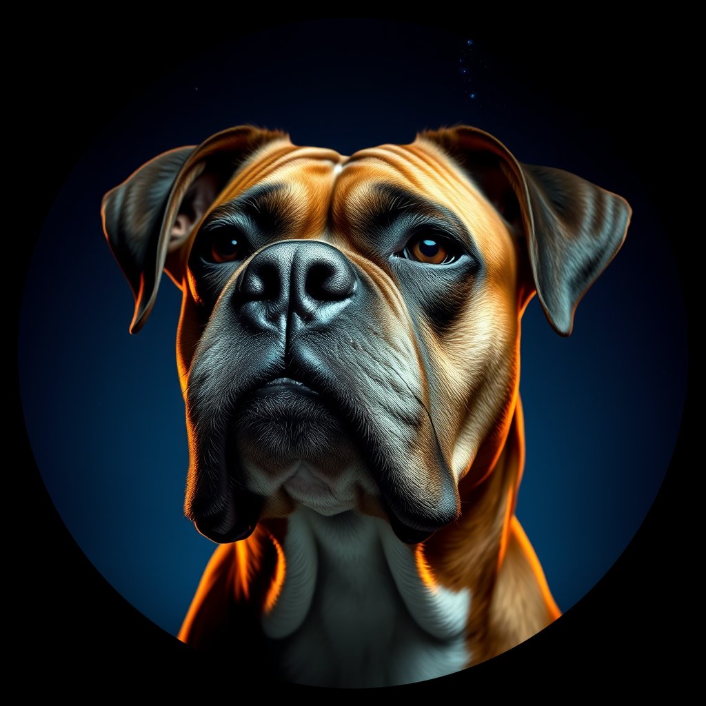 Cosmic medallion portrait of PFZ39B02_PFZ39B02, a Boxer