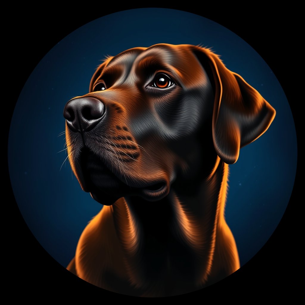 Cosmic medallion portrait of PFZ39B04_PFZ39B04, a Labrador Retriever
