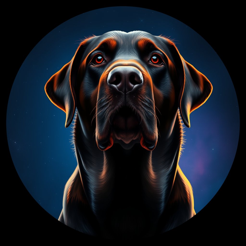 Cosmic medallion portrait of PFZ39B05_PFZ39B05, a Labrador Retriever