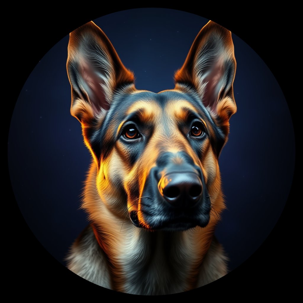 Cosmic medallion portrait of PFZ39B09_PFZ39B09, a German Shepherd