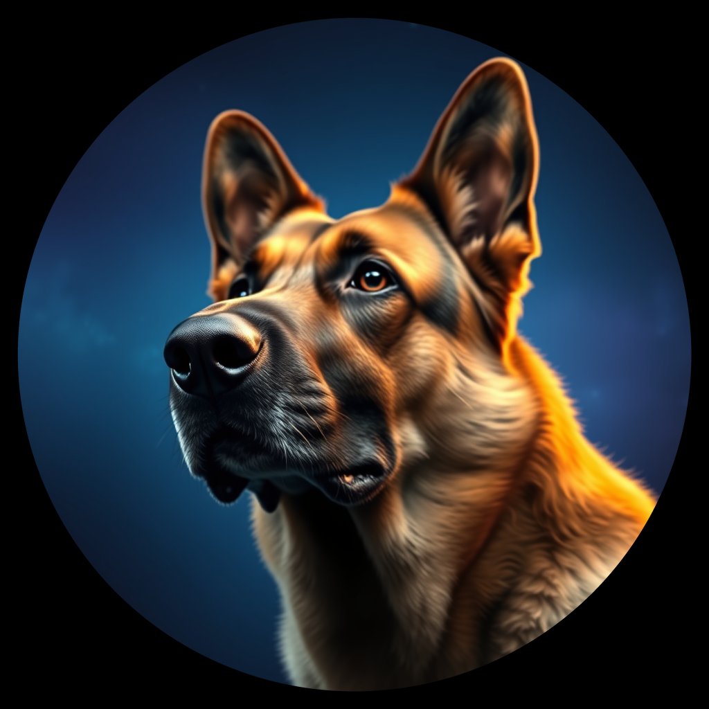 Cosmic medallion portrait of PFZ39B10_PFZ39B10, a German Shepherd