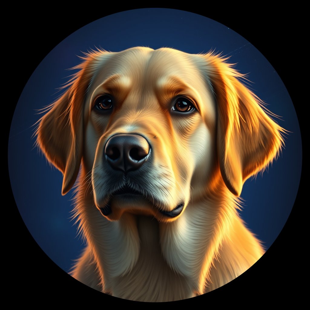 Cosmic medallion portrait of PFZ39C03_PFZ39C03, a Golden Retriever