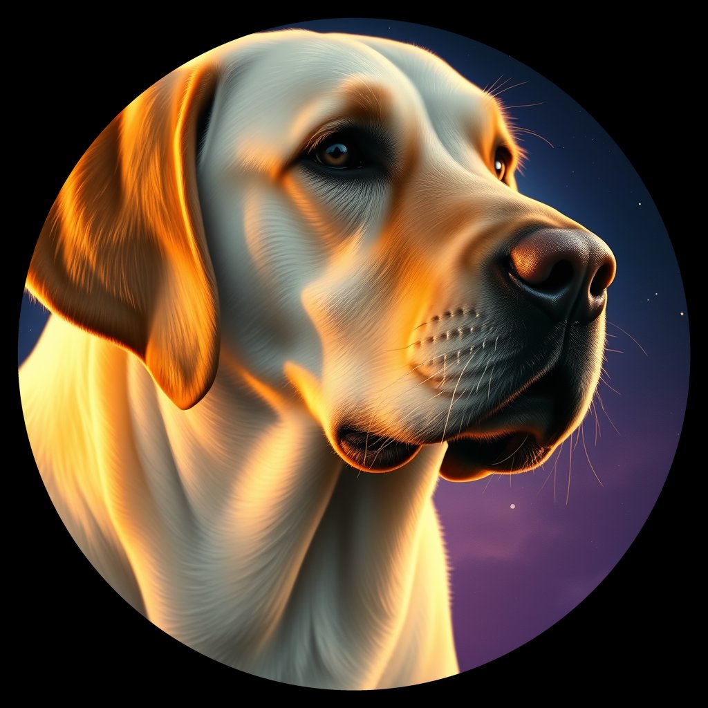 Cosmic medallion portrait of PFZ39C05_PFZ39C05, a Labrador Retriever