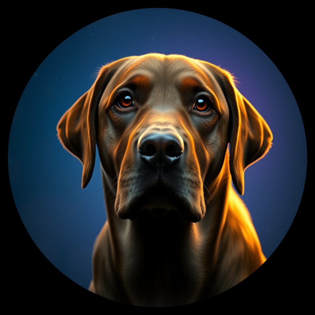 Cosmic medallion portrait of PFZ39C06_PFZ39C06, a Labrador Retriever