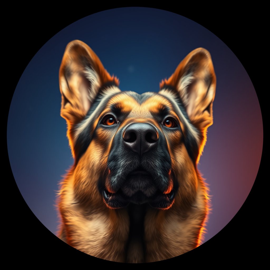Cosmic medallion portrait of PFZ39C08_PFZ39C08, a German Shepherd