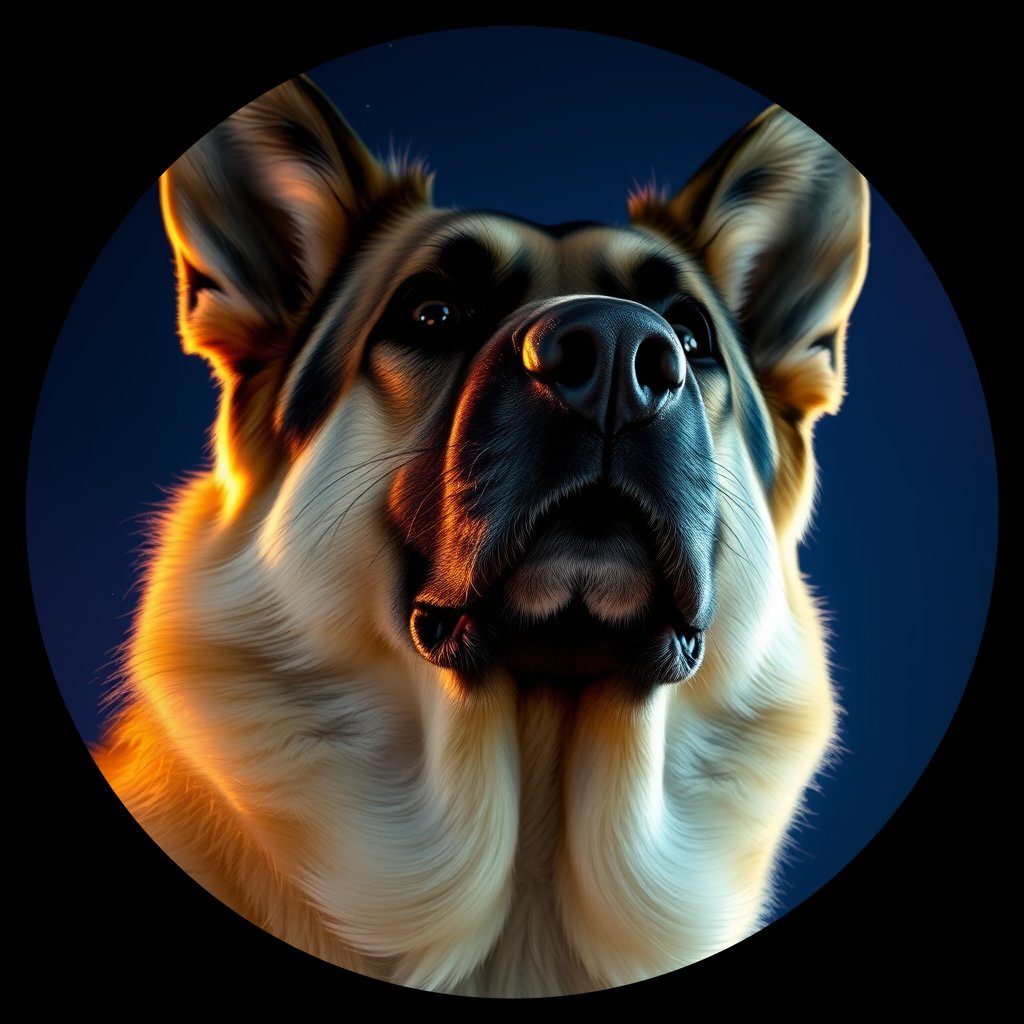 Cosmic medallion portrait of PFZ39C11_PFZ39C11, a German Shepherd