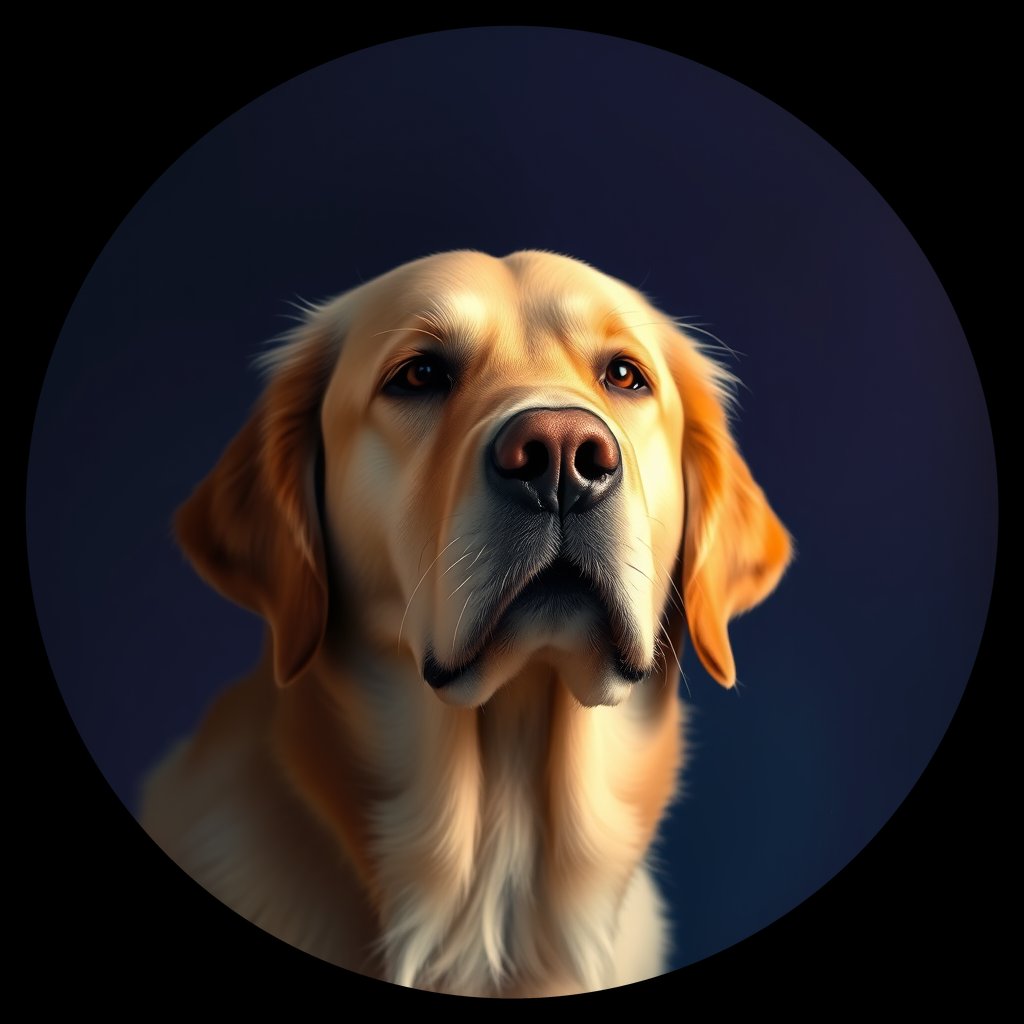 Cosmic medallion portrait of PFZ39D02_PFZ39D02, a Golden Retriever