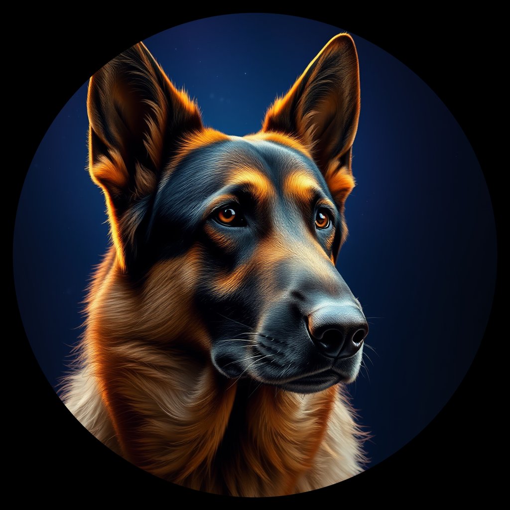 Cosmic medallion portrait of PFZ39D03_PFZ39D03, a German Shepherd