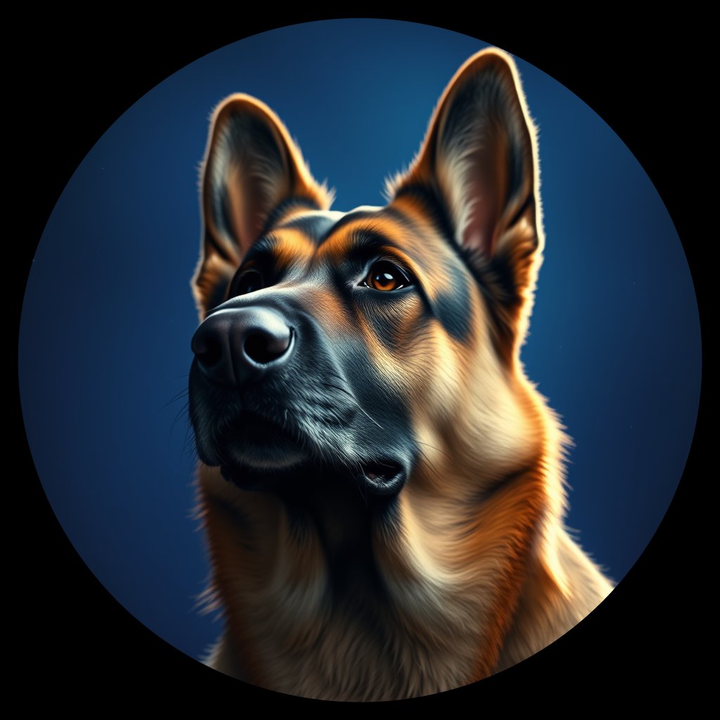 Cosmic medallion portrait of PFZ39D06_PFZ39D06, a German Shepherd