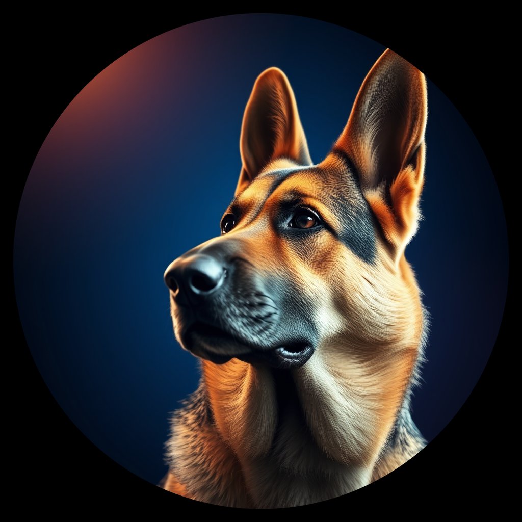 Cosmic medallion portrait of PFZ39D09_PFZ39D09, a German Shepherd